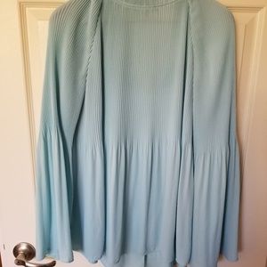 Lane Bryant Tops - Aqua sheer long bell sleeve blouse Lane Bryant Tops - Aqua sheer long bell sleeve blouse